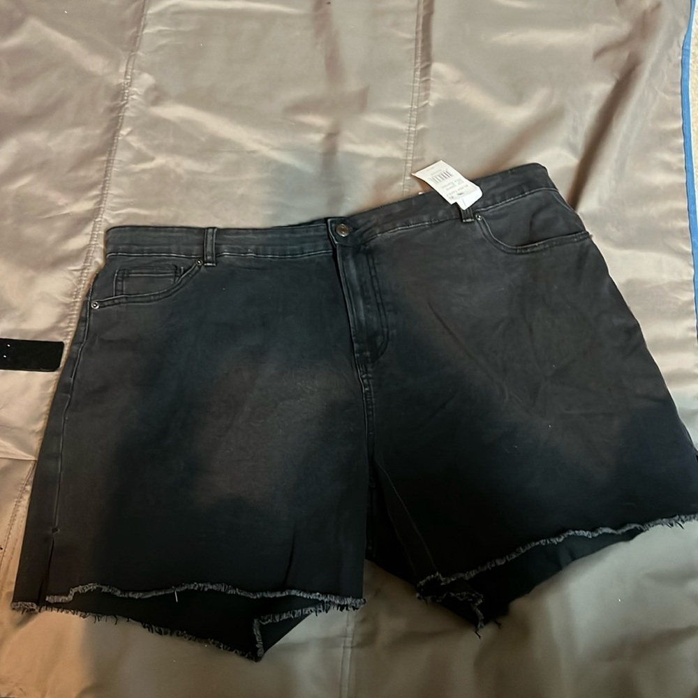 Black tape_ jean shorts